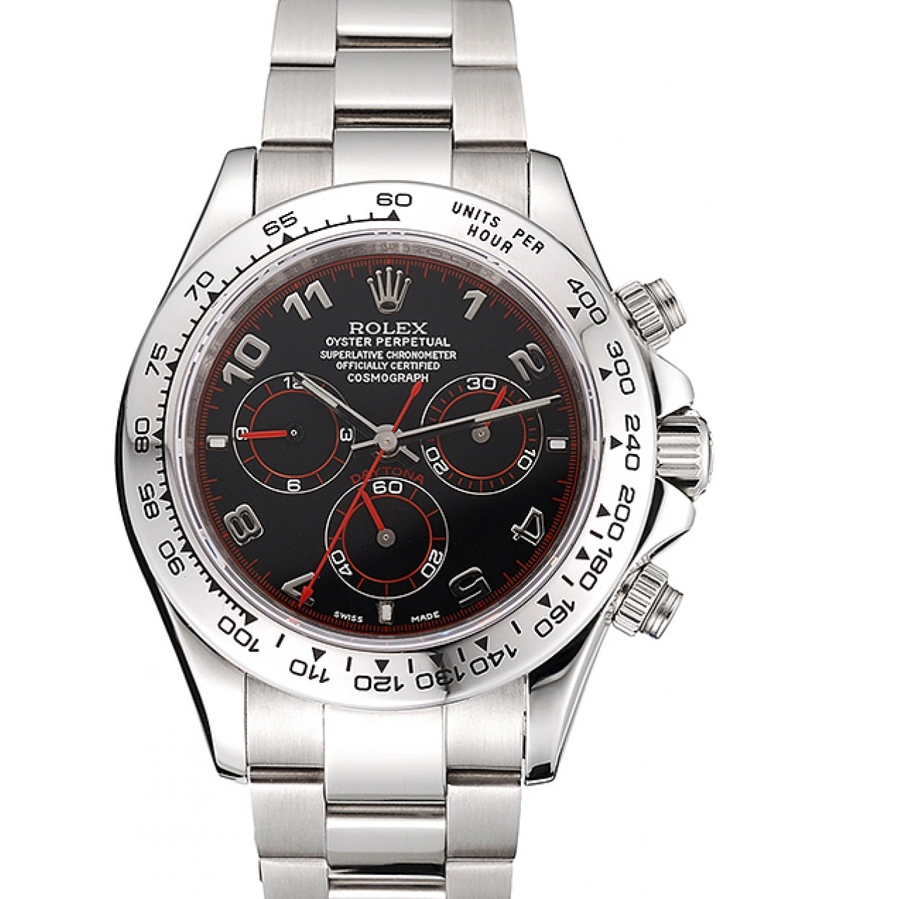 Rolex Swiss Dial Black Daytona Steel 80296 Stainless Bracelet 0731
